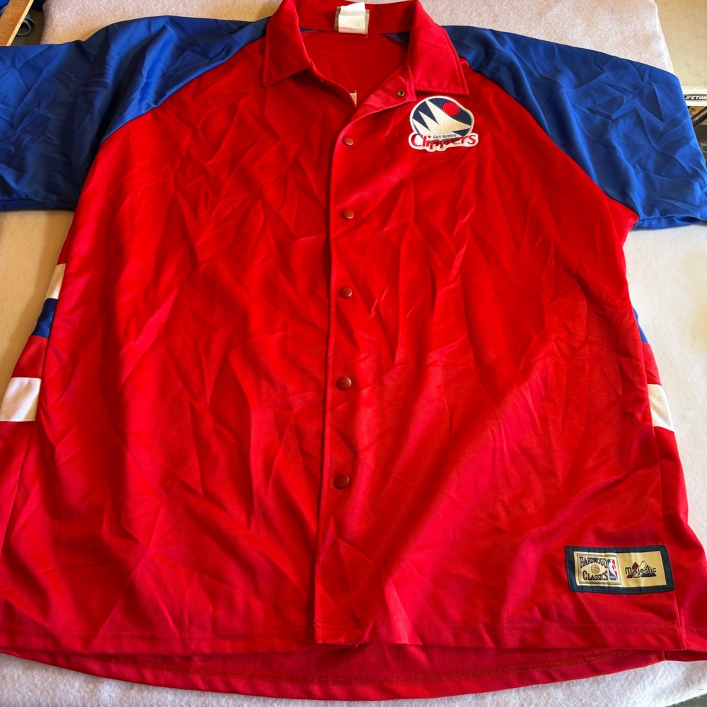 San Diego Clippers NBA‎ Majestic Hardwood Classics 3XL Shirt Button Warm Up